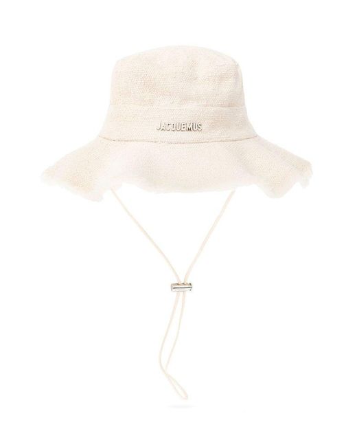 Jacquemus White Bucket Hat With Logo