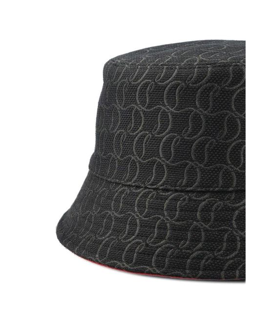 Christian Louboutin Black Bobino Jacquard Monogram Bucket Hat for men