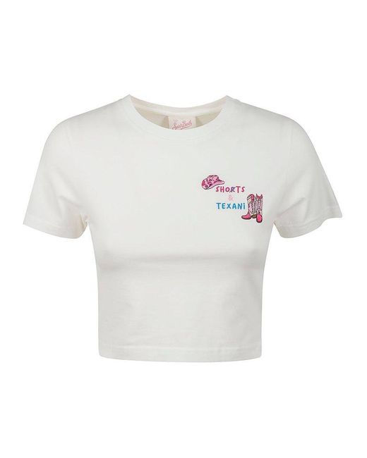 Mc2 Saint Barth White Graphic Crop Top