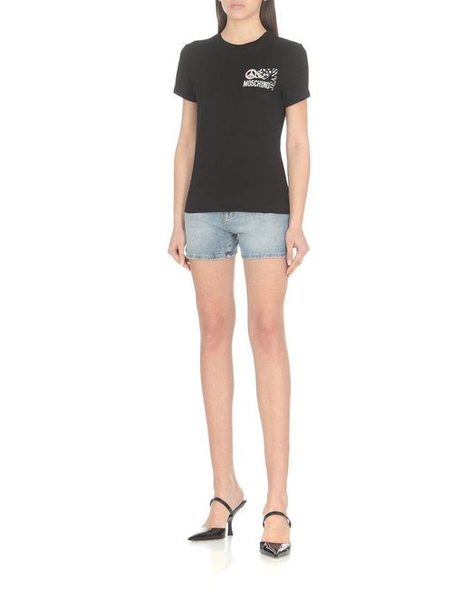 Moschino Black Jeans Logo-printed Crewneck T-shirt