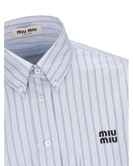 Miu Miu White Striped Button-up Shirt
