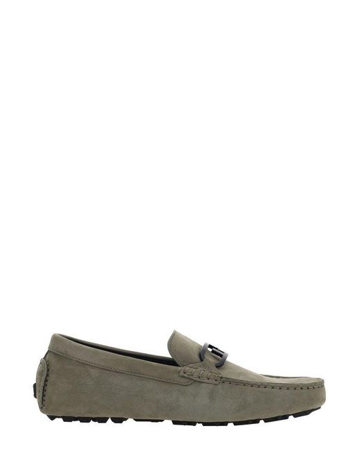 Fendi Driver O-lock Logo Plaque Loafers in Green for Men | Lyst