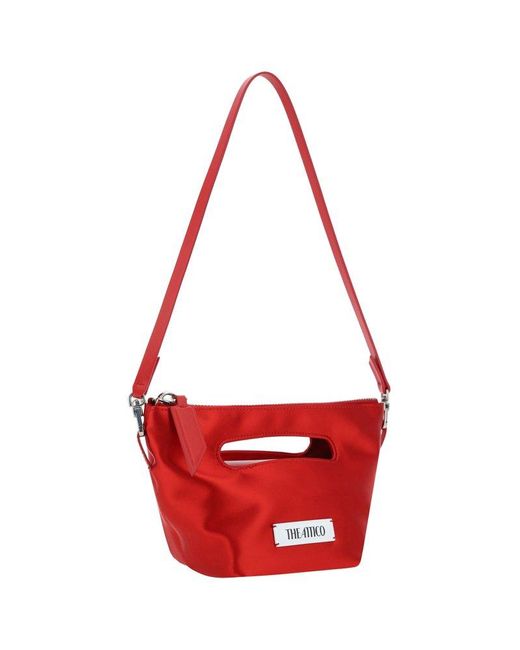 The Attico Red Logo Patch Zipped Tote Bag