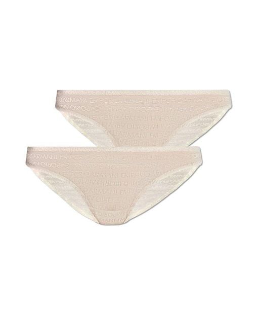 Emporio Armani Natural Lace Briefs With Logo 2-Pack