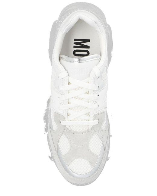 Moschino White Round-Toe Chunky Lace-Up Sneakers