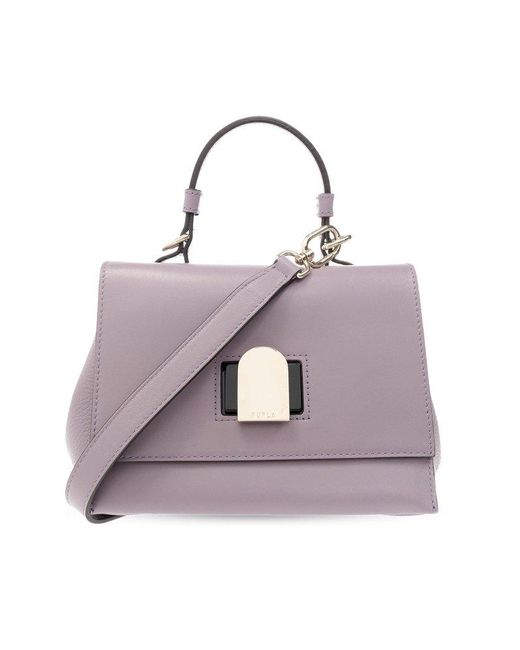 Furla Purple Emma Foldover Top Small Tote Bag