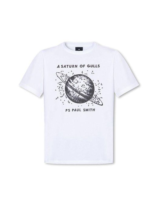PS by Paul Smith White Graphic Printed Crewneck T-shirt for men