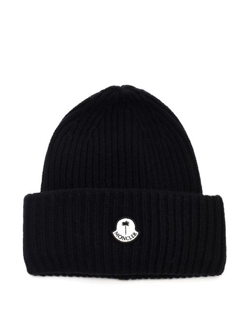 Moncler Genius Wool Moncler X Palm Angels Ribbed Knit Beanie in Black ...