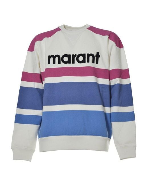 Isabel Marant Blue Color-block Logo Printed Sweatshirt for men