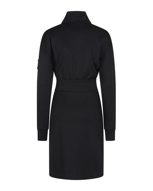 Moncler Black Logo Patch Front Zipped Dress
