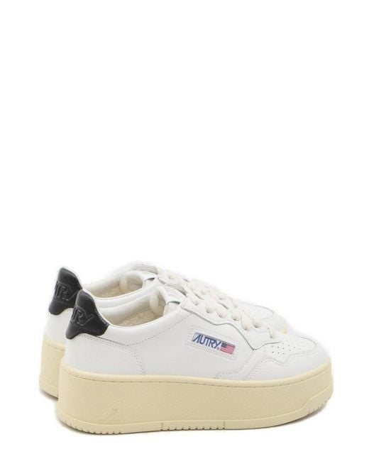 Autry White Medalist Logo Embroidered Platform Sneakers