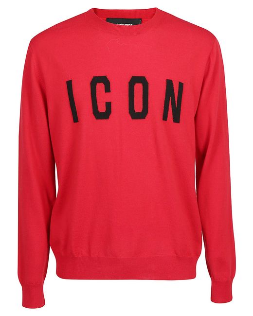 DSquared² Red Icon Logo Knitted Jumper for men