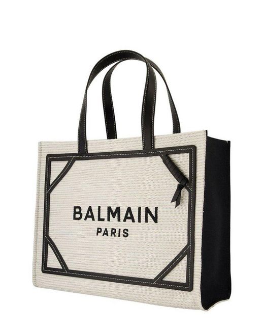 Balmain White Medium B-Army Tote Bag