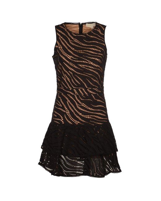MICHAEL Michael Kors Black Zebra Eyelet Ruffled Mini Dress