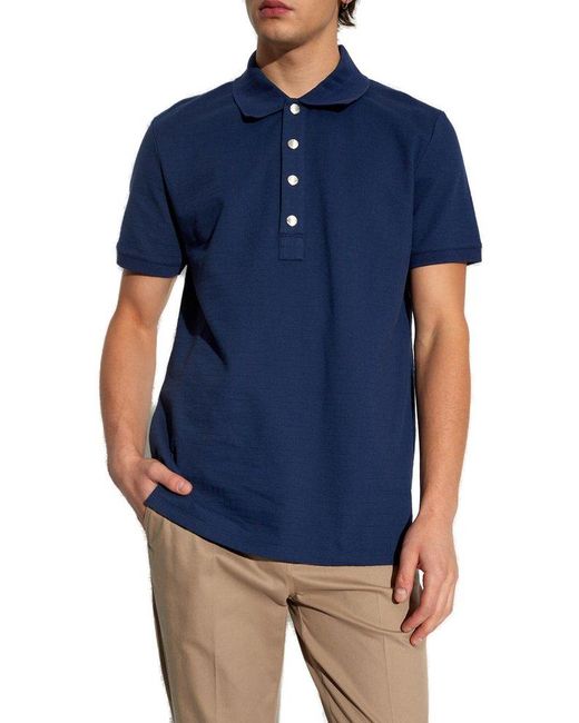 Balmain Blue Cotton Polo Shirt, for men
