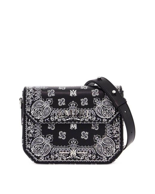 Amiri Black Embroidered Crossbody Handbag With Adjustable Strap for men