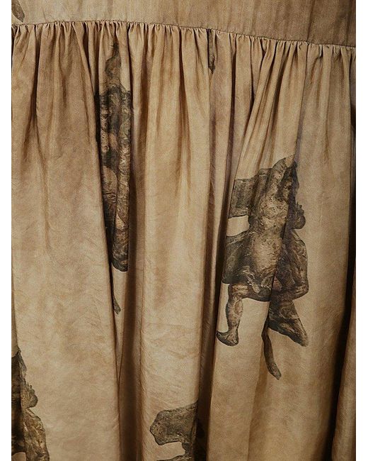 Uma Wang Natural Agnus Graphic Printed Midi Dress