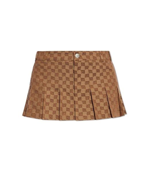 M I S B H V Brown Pleated Skirt,