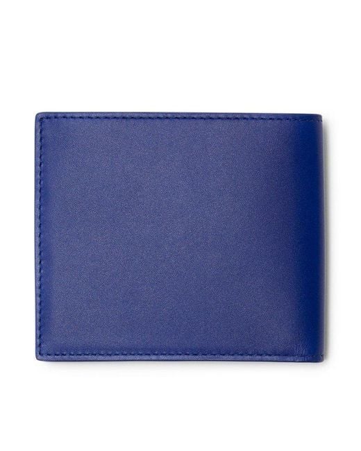 Burberry Blue Leather Ekd Bifold Wallet for men