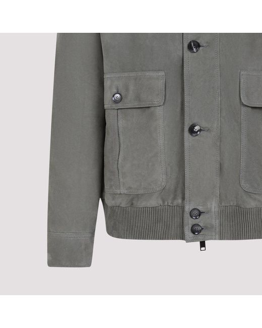 Brioni Gray Button-Up Jacket for men