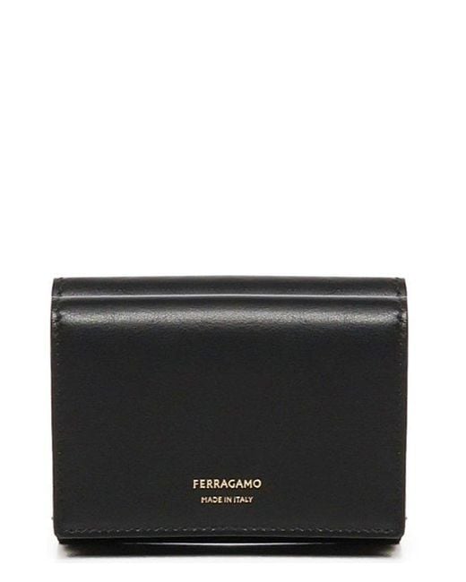 Ferragamo Black Logo Printed Tri-Fold Wallet