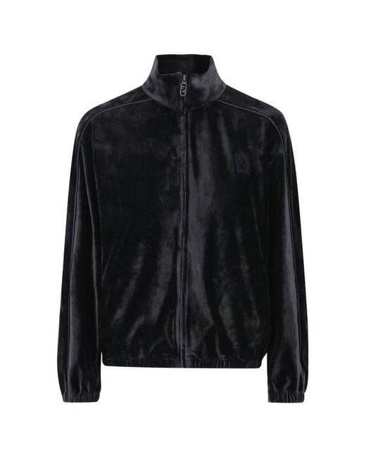 Fendi Black Logo Embroidered Zip-up Jacket