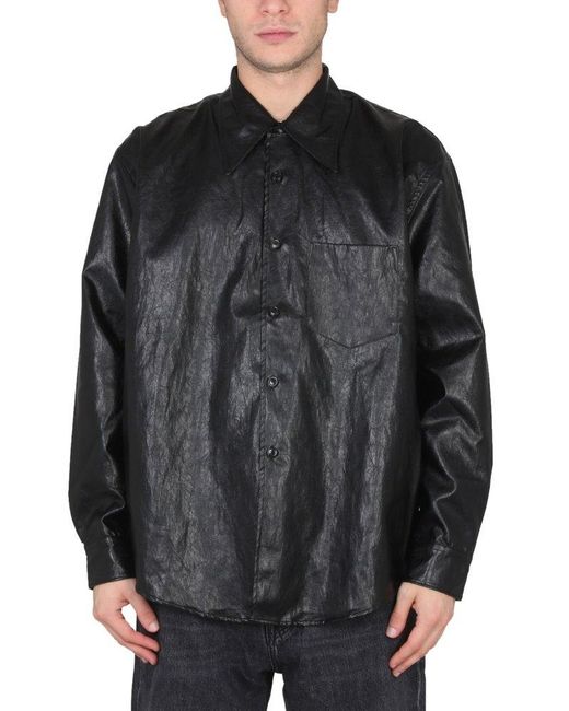 Our Legacy Black Faux Leather Shirt for men