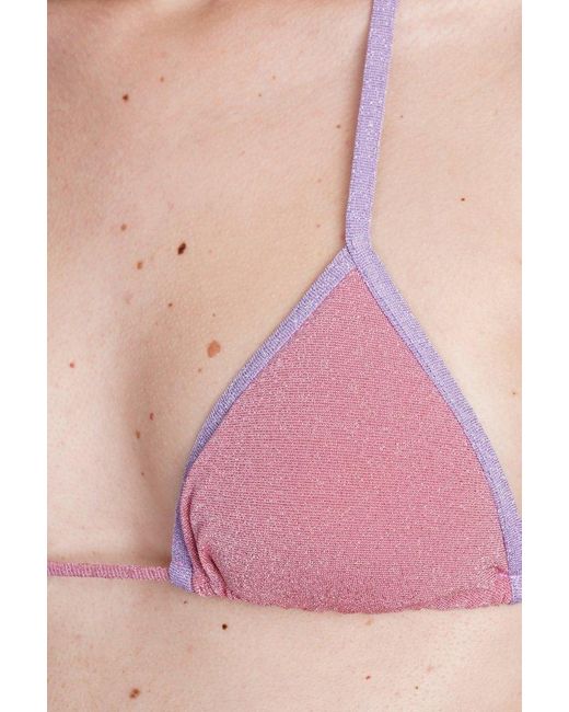 Mc2 Saint Barth Pink Leah Halterneck Lurex Bikini Top