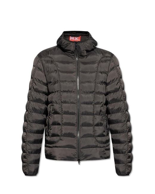 DIESEL Black Quilted Jacket 'W-Stone' for men