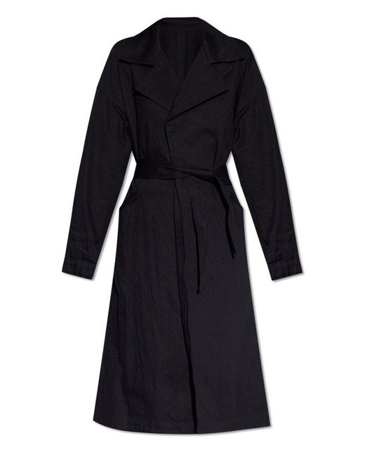 Yohji Yamamoto Black Single-breasted Belted Trench Coat