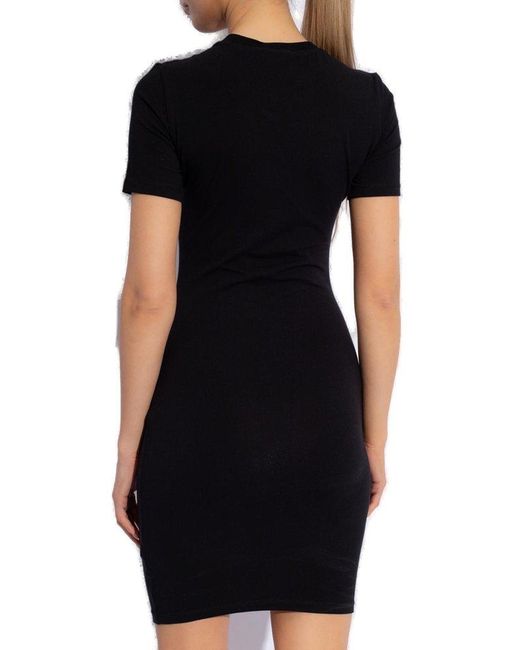 Versace Black Embellished Short-sleeved Mini Dress