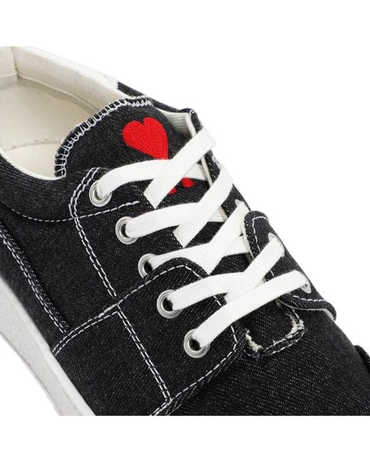 AMI Black De Coeur Lace-Up Sneakers for men