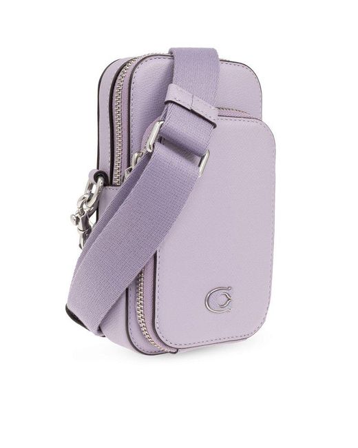 COACH Purple Logo-appliqué Leather Shoulder Bag for men