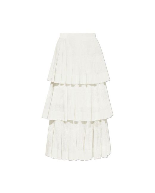 Zimmermann White Ruffled Skirt