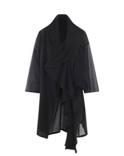 Yohji Yamamoto Black Asymmetric Long-sleeved Coat