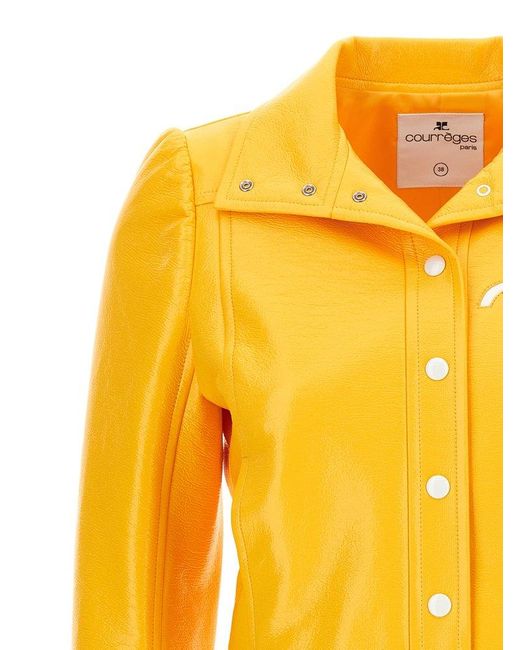Courreges Yellow Reedition Vinyl Casual Jackets, Parka