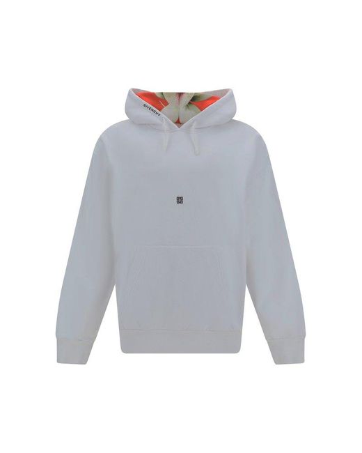 Givenchy Gray 4g Embroidered Drawstring Hoodie for men