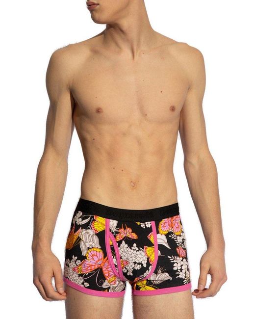 DSquared² Red Pattern-printed Ribbed Boxers for men
