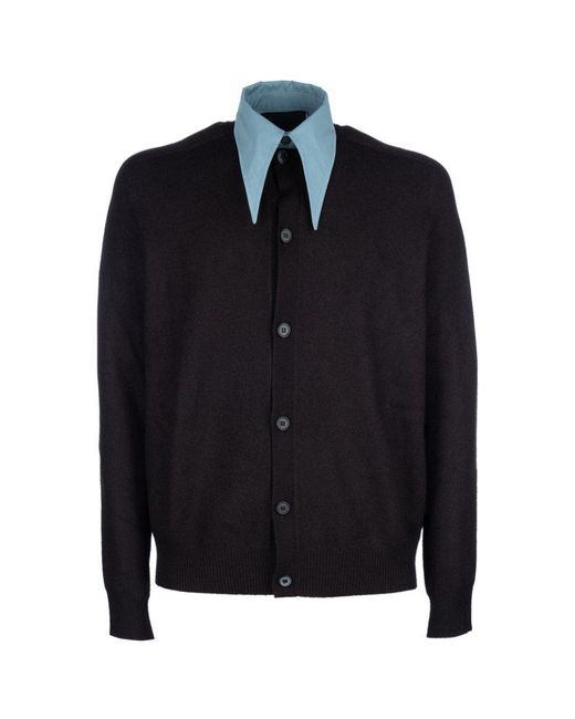 Prada Blue Button-down Collared Cardigan for men