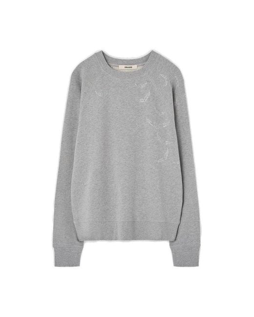 Zadig & Voltaire Gray Upper Diamante Wings Sweatshirt