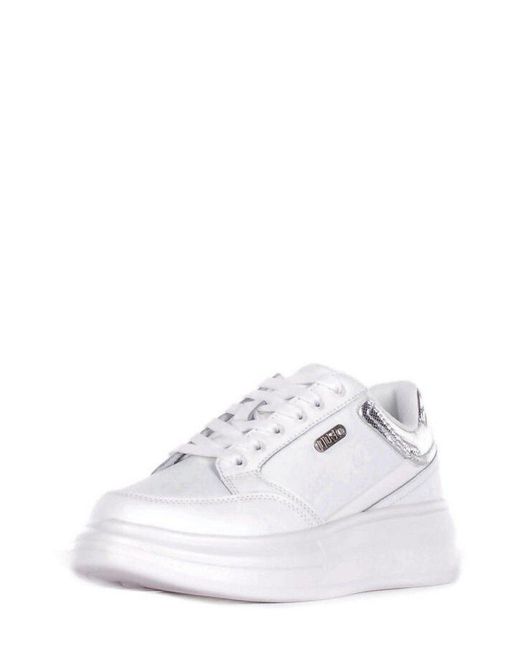 Liu Jo White Logo-Plaque Lace-Up Sneakers