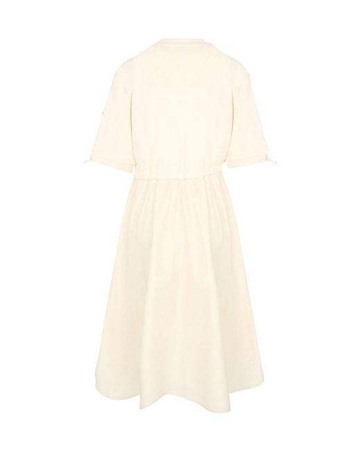 Moncler White Short-Sleeved Drawstring Midi Dress