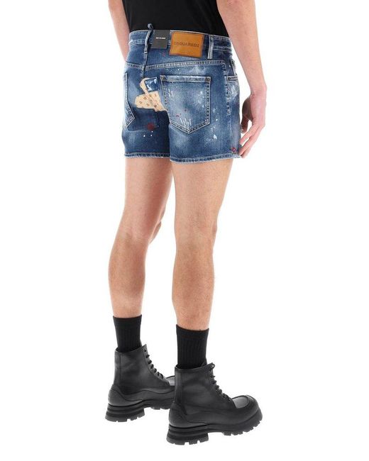 DSquared² Blue Sexy 70's Shorts In Worn Out Booty Denim for men