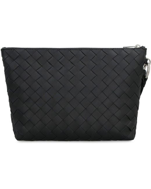 Bottega Veneta Black Woven Zipped Wash Bag for men