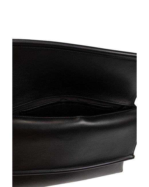 Wandler Black Logo Embossed Fold-Over Clutch Bag