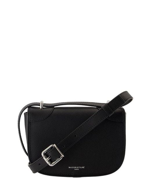 Maison Kitsuné Black Foldover Top Mini Boogie Bag