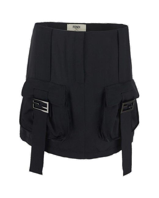 Fendi Black Satin Skirt