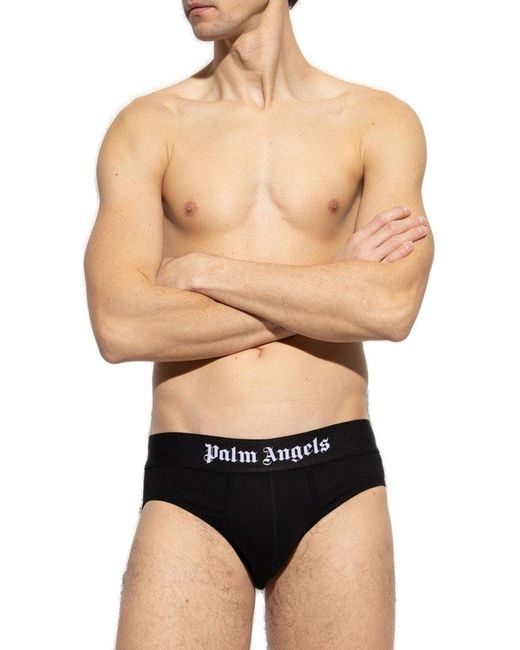Palm Angels Black Two-Pack Briefs With Logo for men