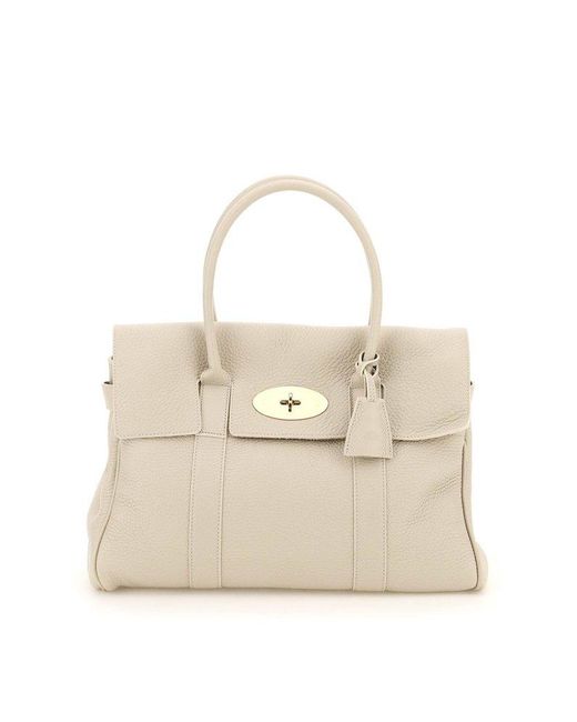 Mulberry Pebbledtextured Detail Tophandle Tote Bag in Natural Lyst