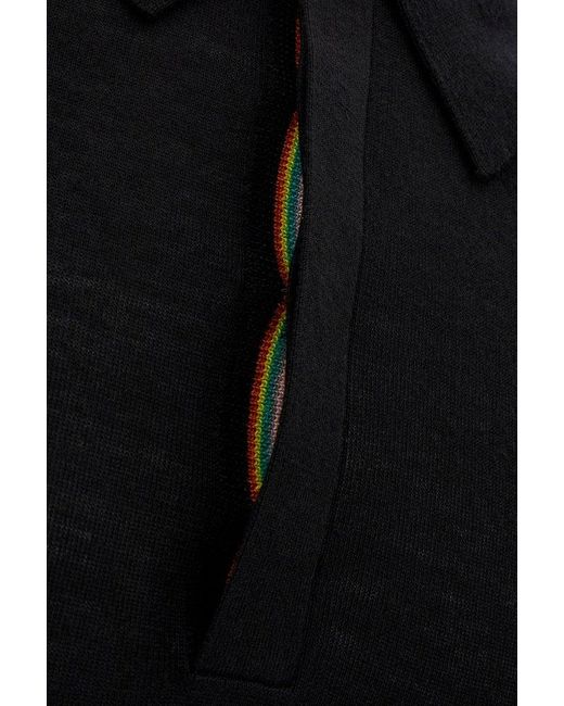 Paul Smith Black Long-sleeved Knit Polo Shirt for men